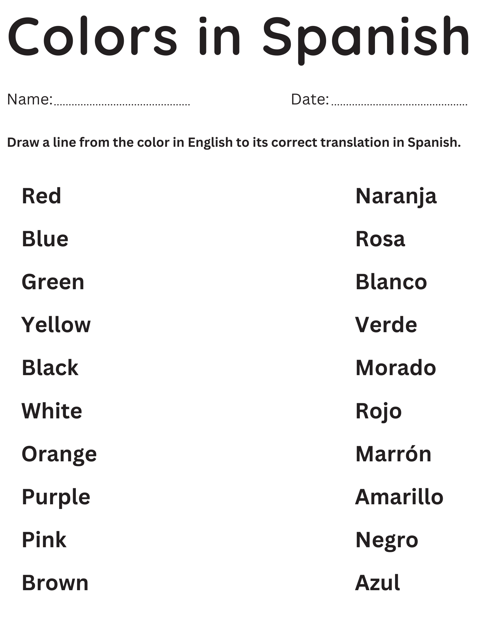 Learn Colors In Spanish Worksheet Los Colores En Espa ol Y En 