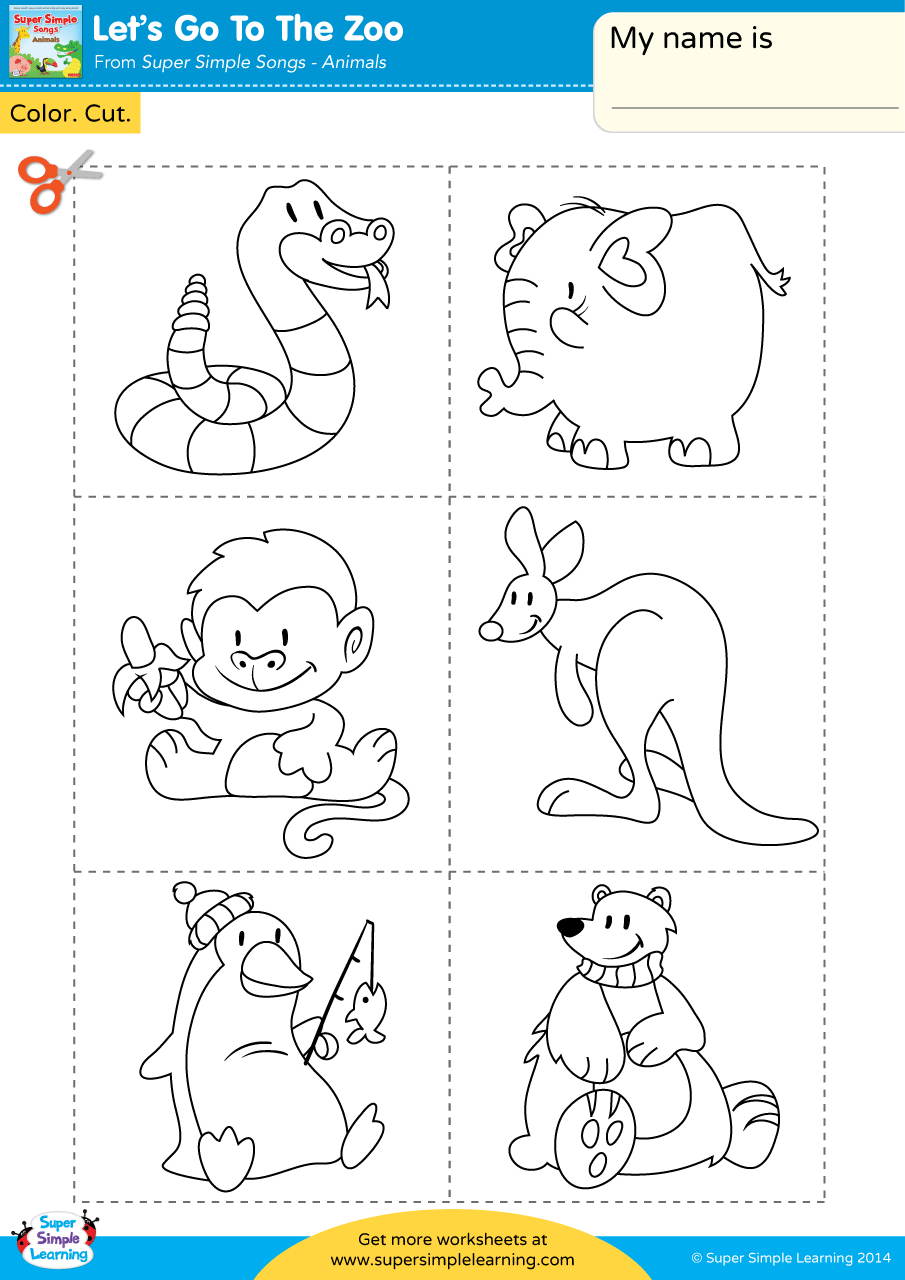 Let s Go To The Zoo Worksheet Color Cut amp Paste Super Simple