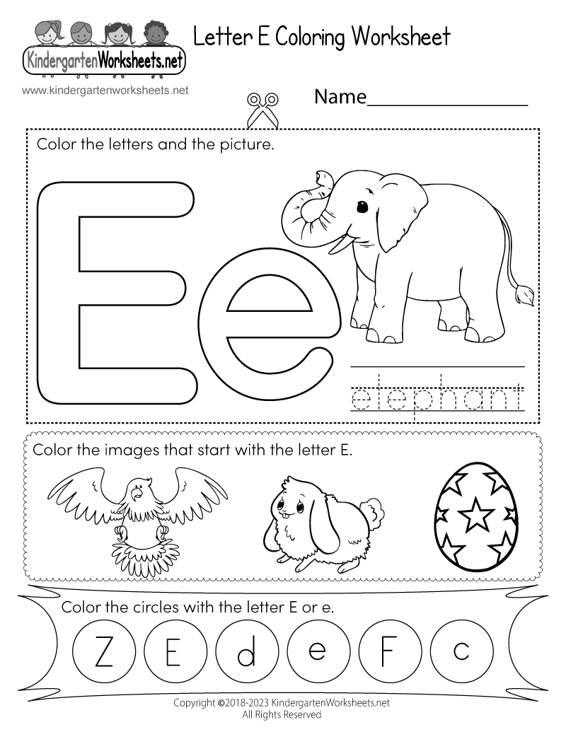 Letter E Coloring Worksheet Free Printable Digital amp PDF