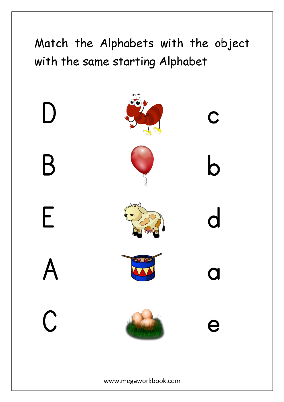 Free Printable Letter Matching Worksheets