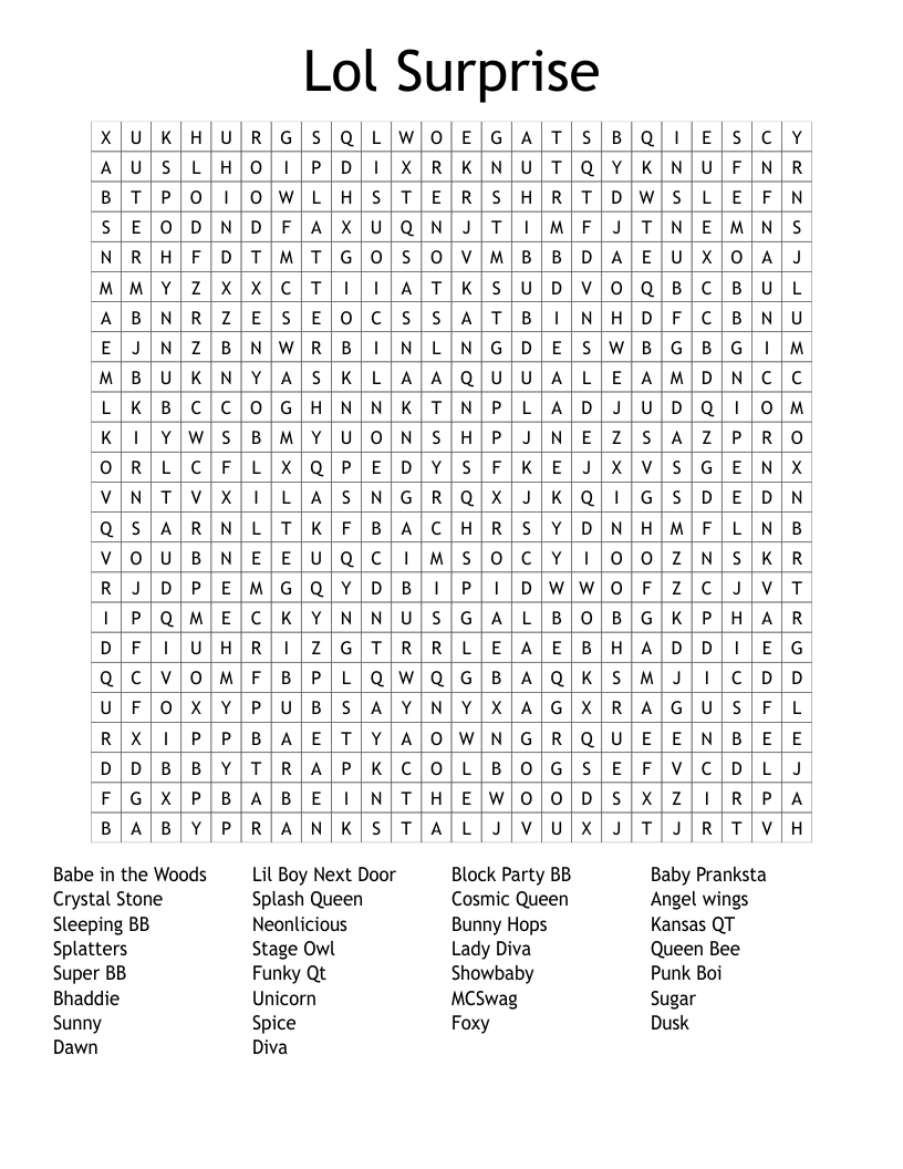 Lol Printable Crossword Puzzles