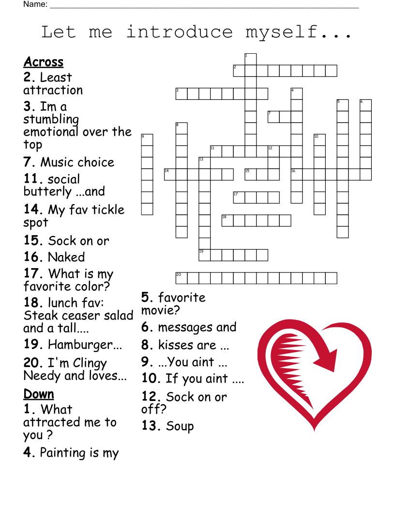 Love Crossword Puzzles Printable