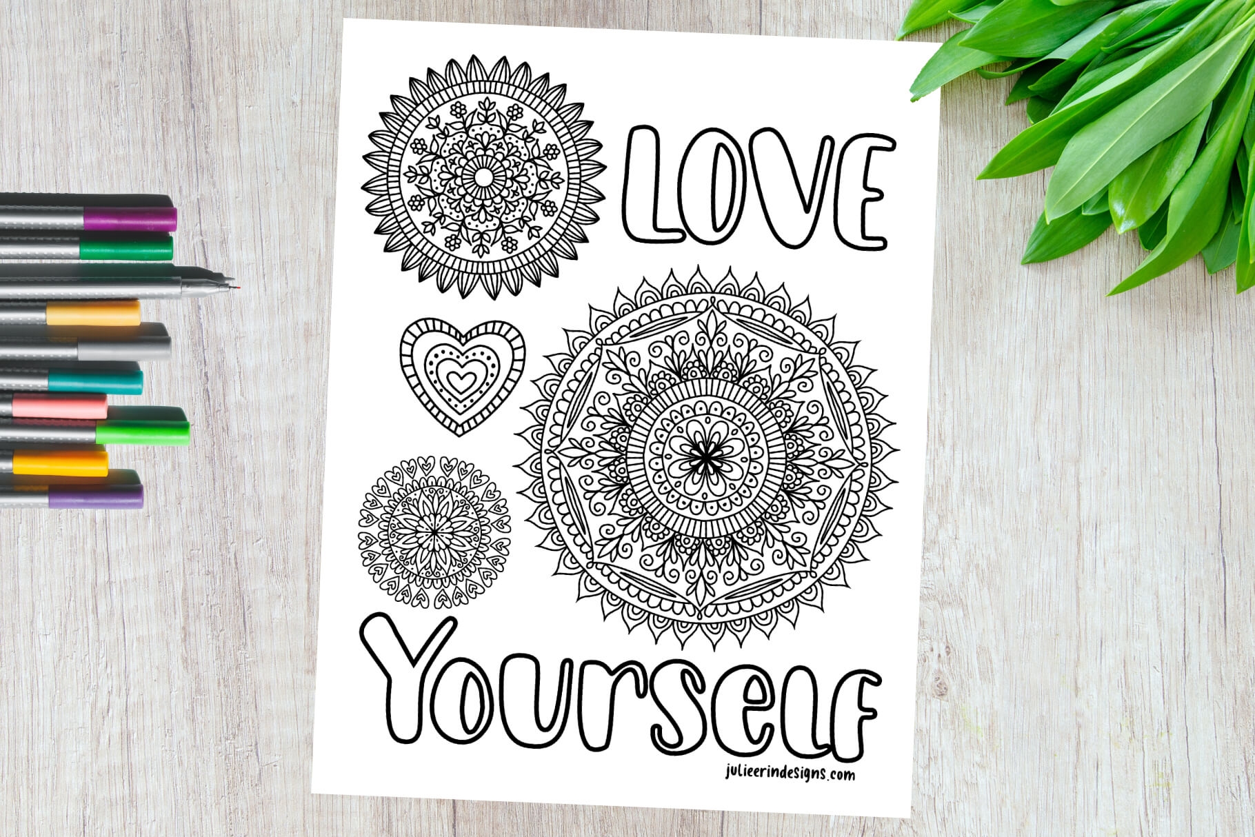 Love Yourself Mandala Coloring Page Julie Erin Designs