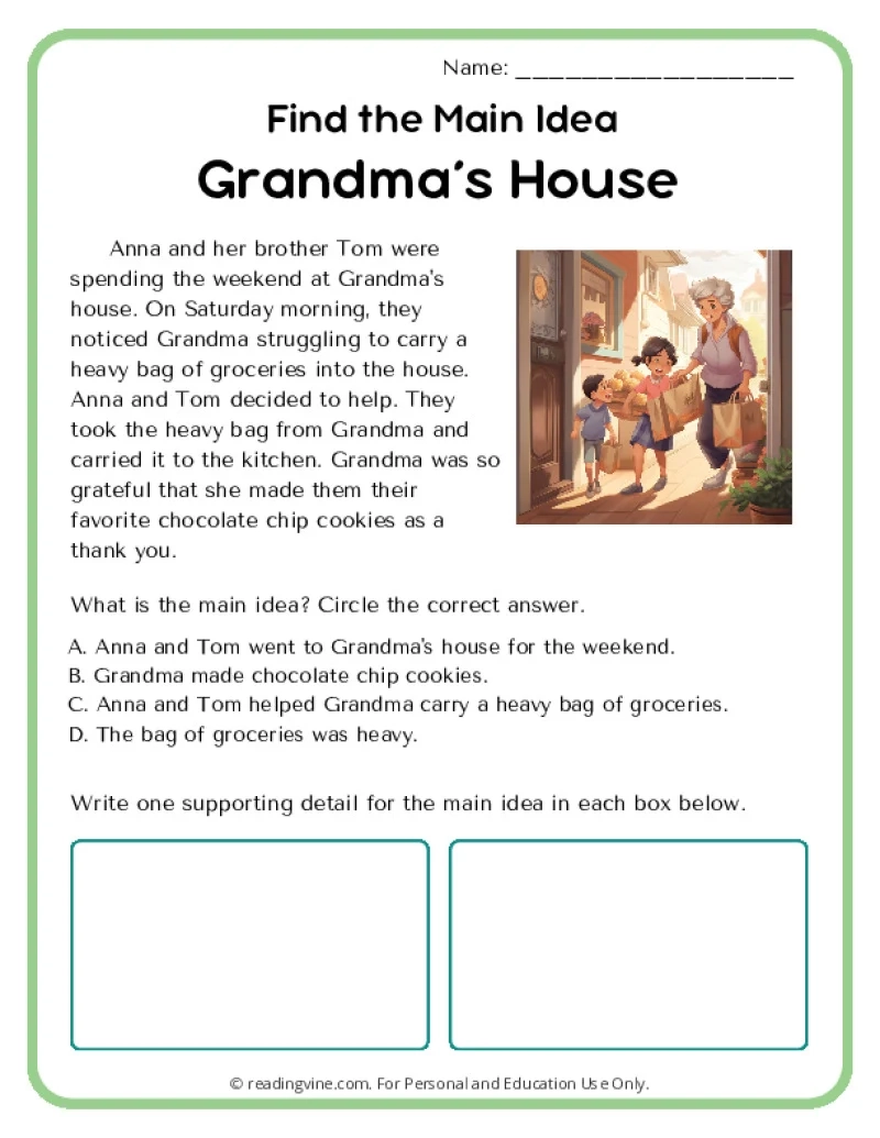 Free Printable Main Idea Worksheets