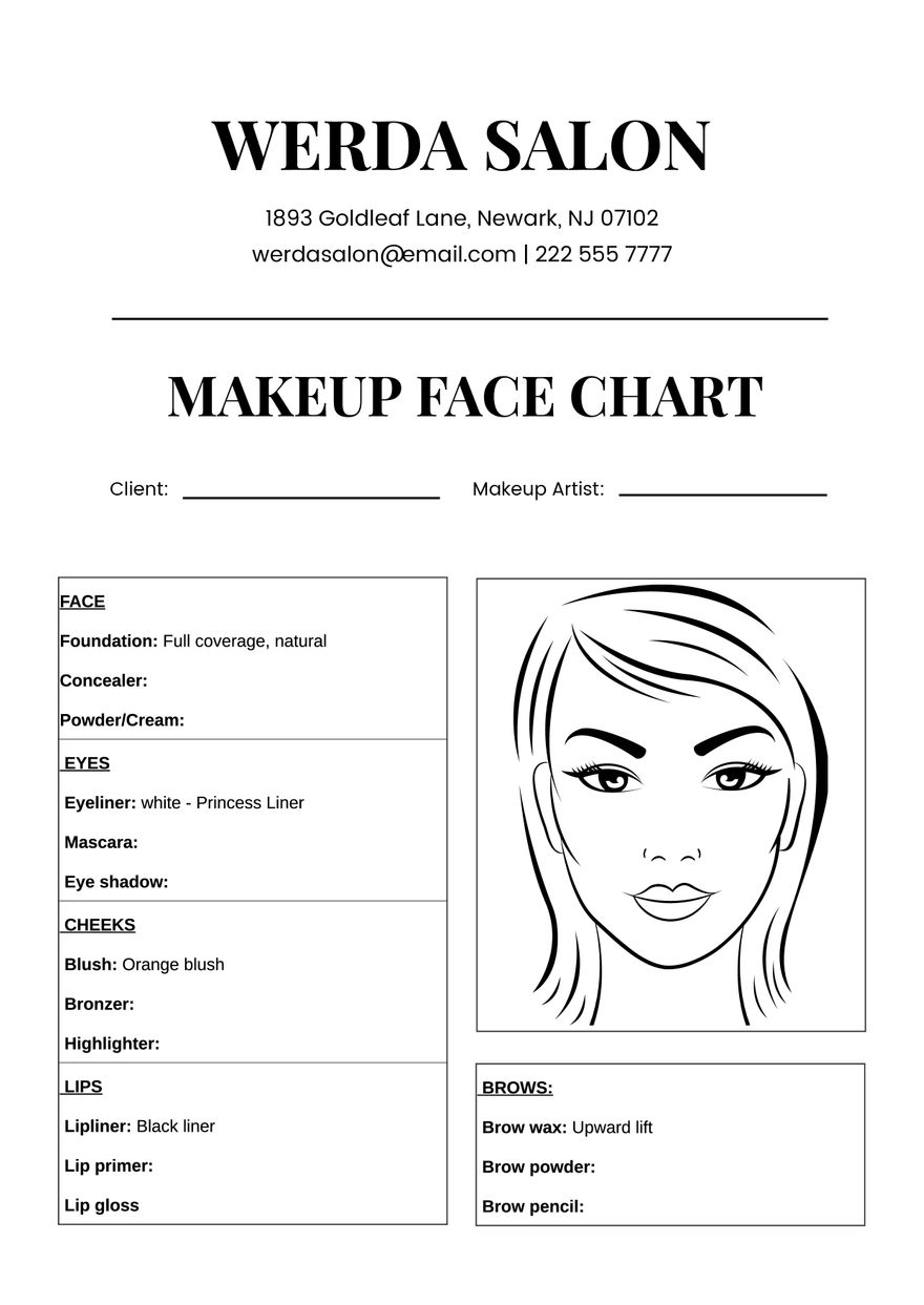 Makeup Design Printable Face Template