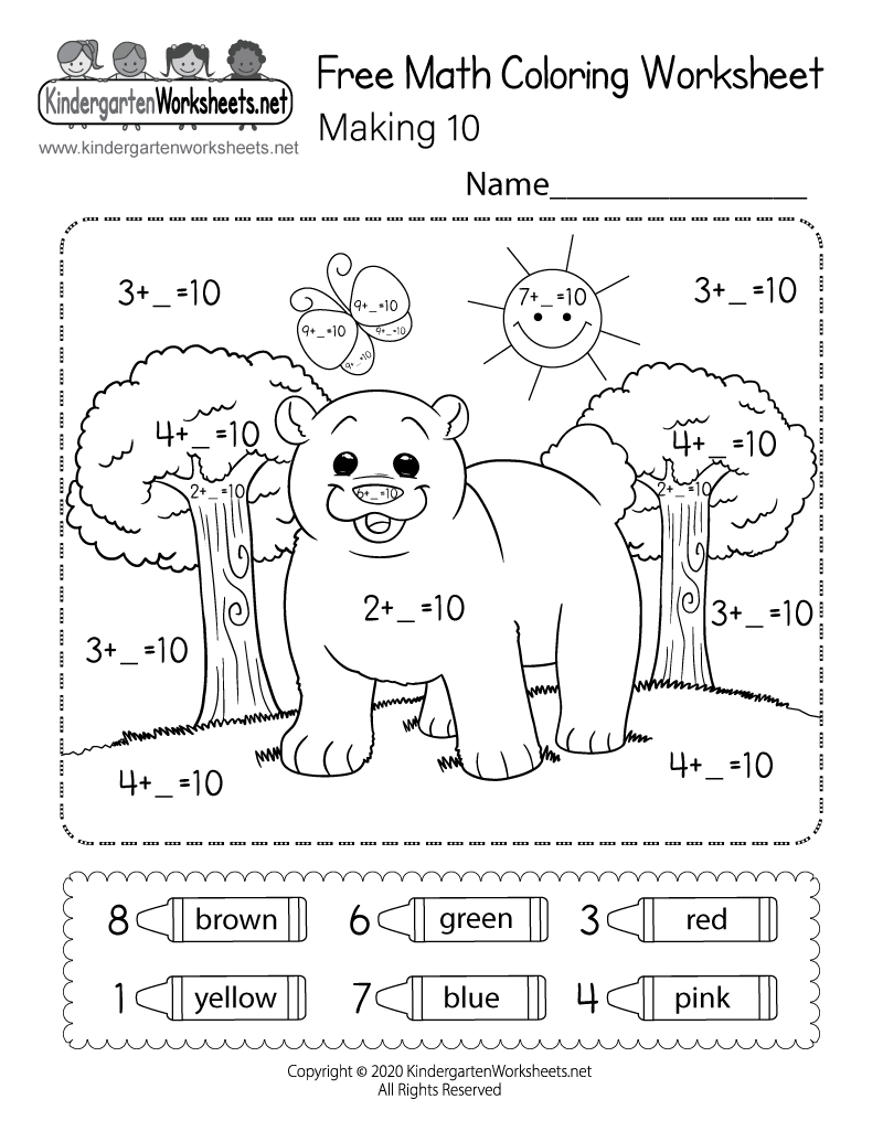 Free Printable Coloring Worksheets For Kindergarten