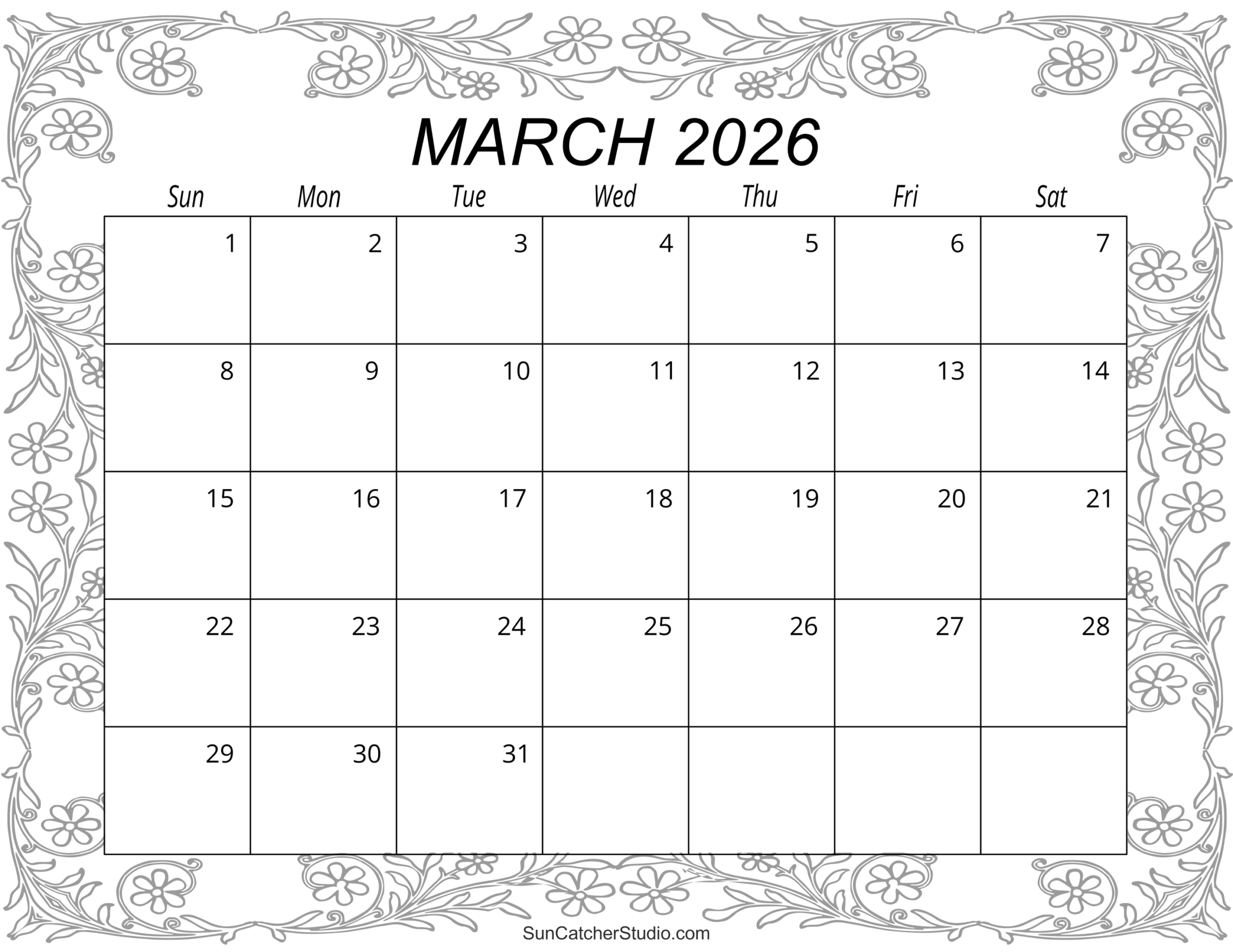 March 2026 Calendar Free