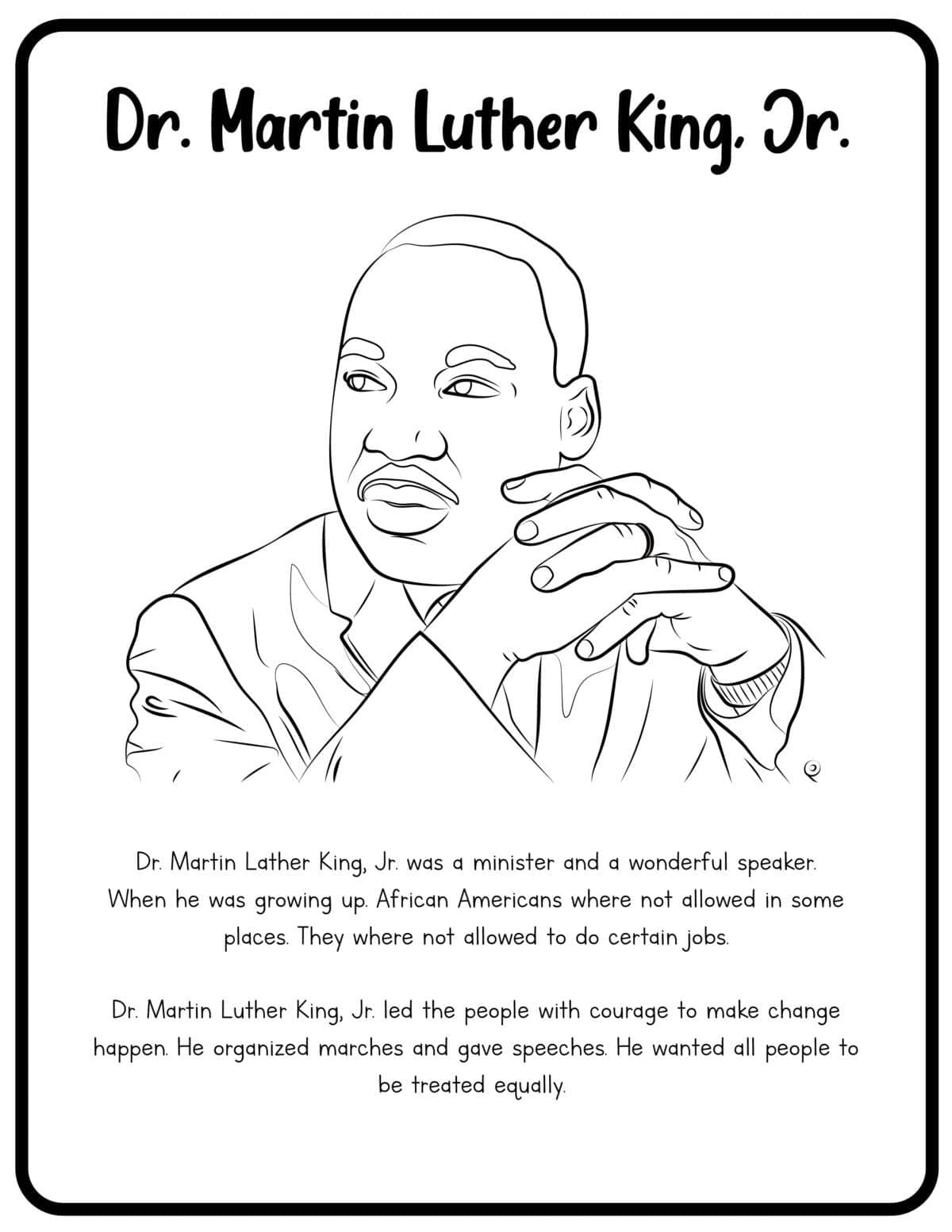Free Printable Martin Luther King Jr Worksheets For Kindergarten