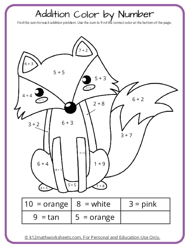 Printable Math Coloring Worksheets
