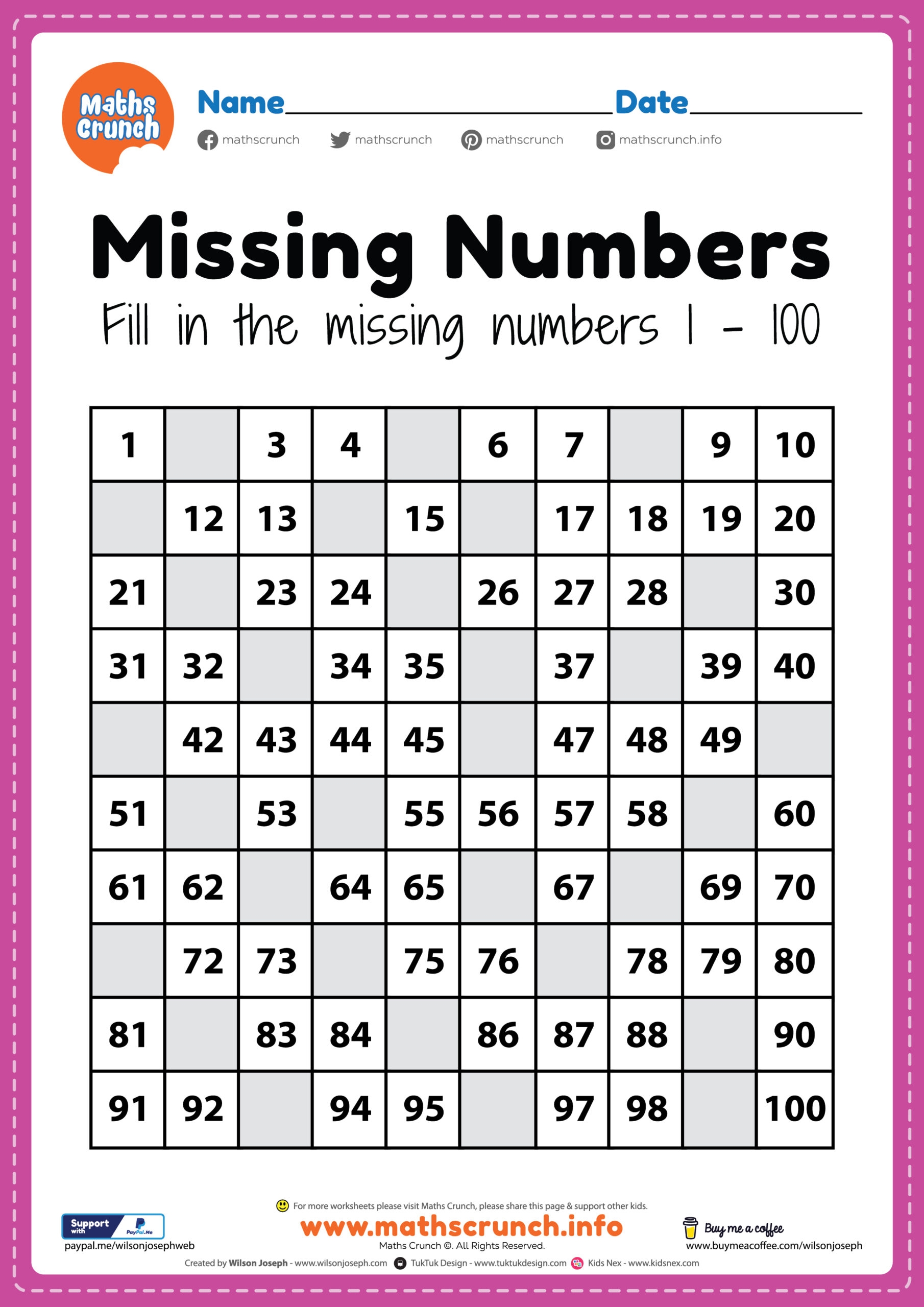 Free Math Worksheets Printable