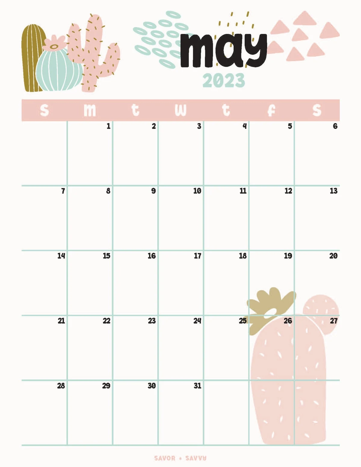 May 2023 Calendar Templates 12 Free Printables Savor Savvy