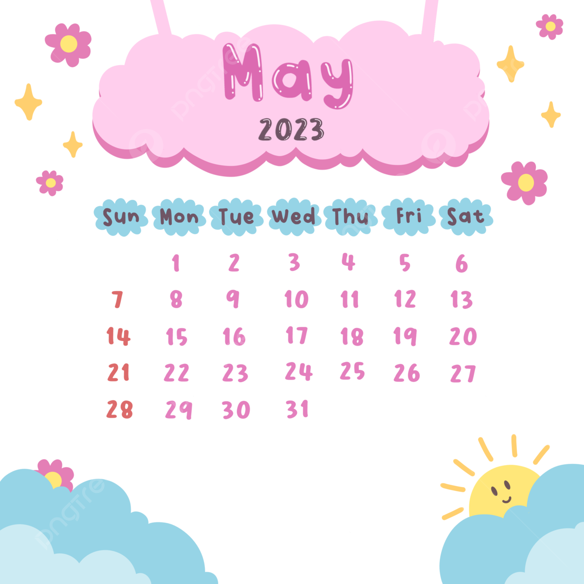 May 2023 Printable Calendar With Cute Design