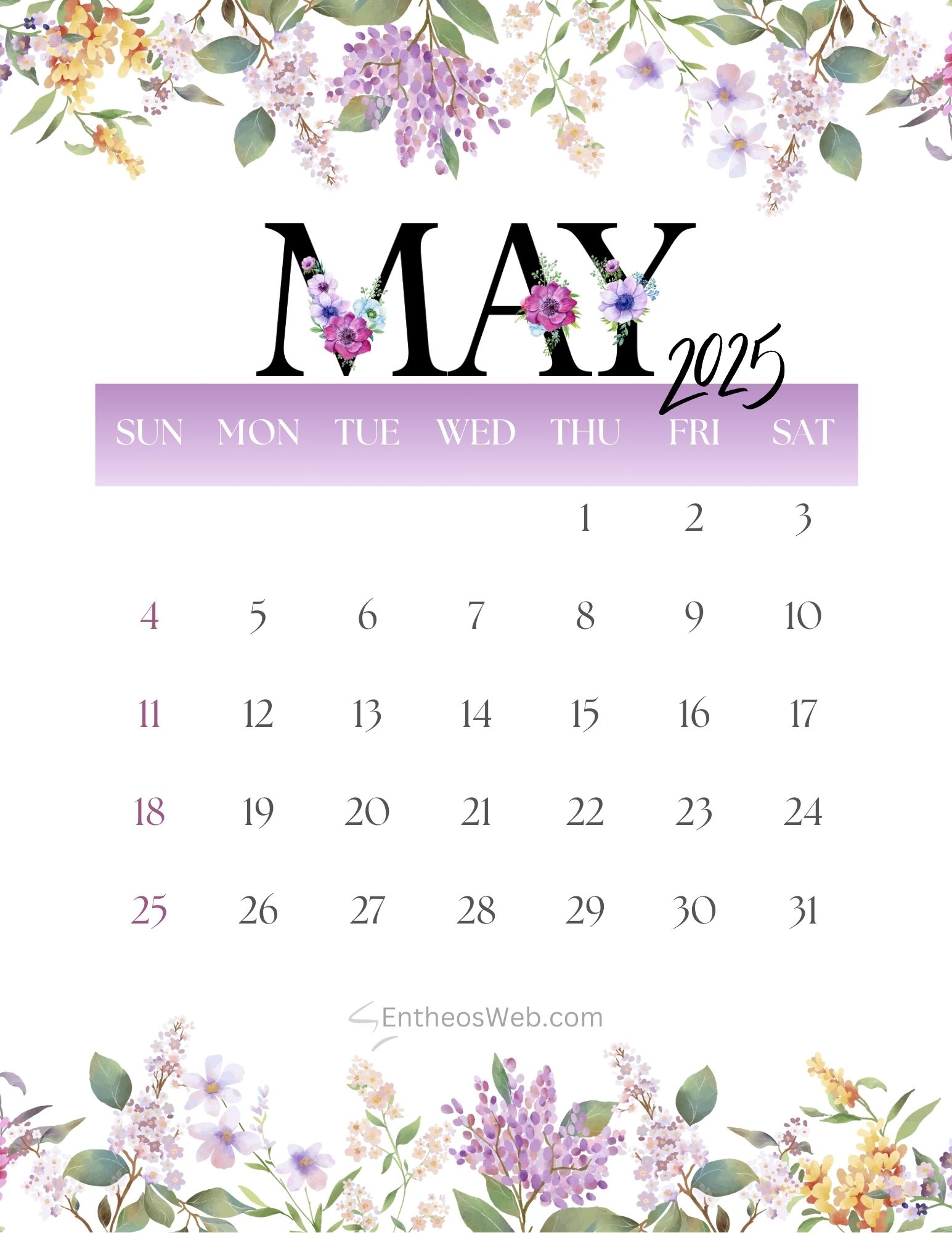 May 2025 Calendar Printables EntheosWeb