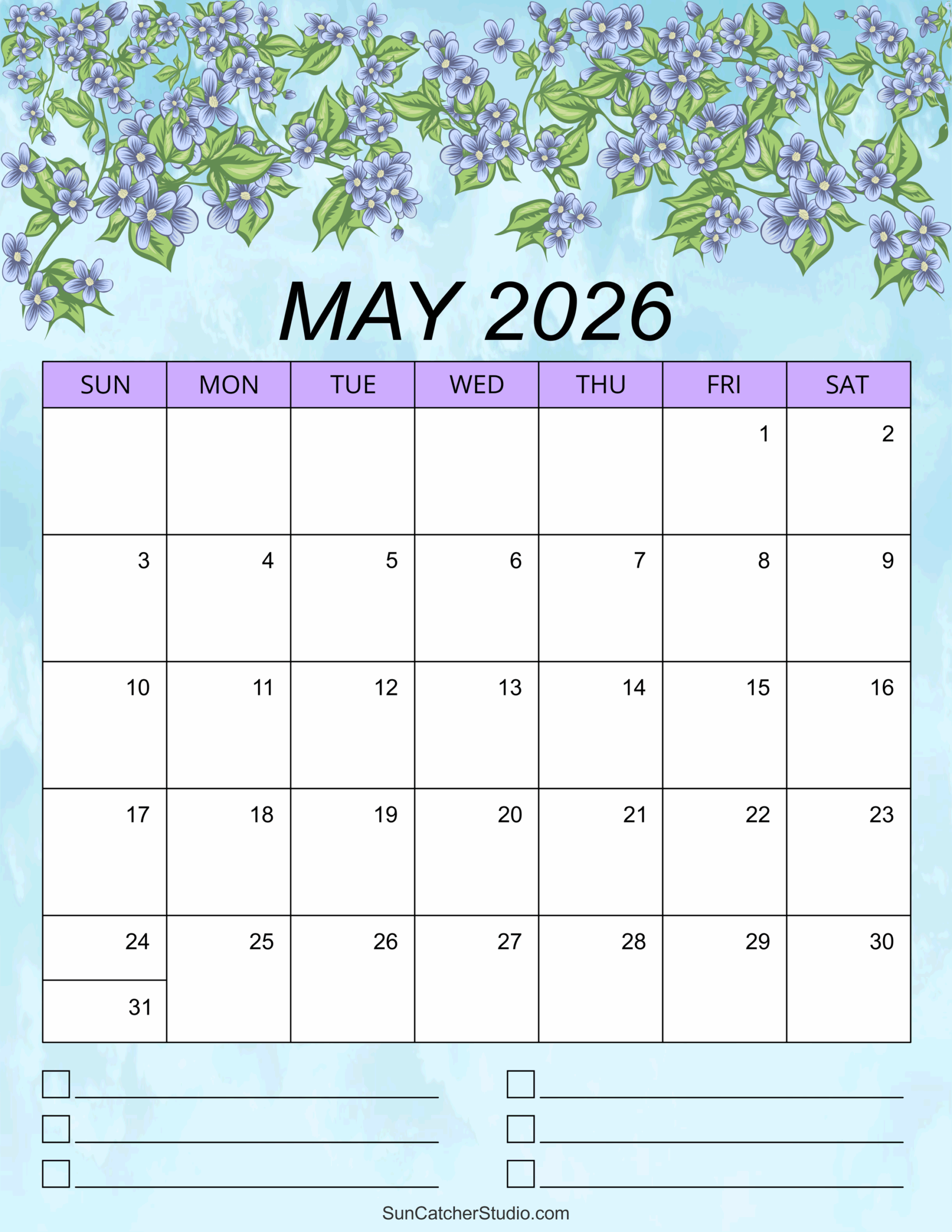 Blank May 2026 Calendar Free