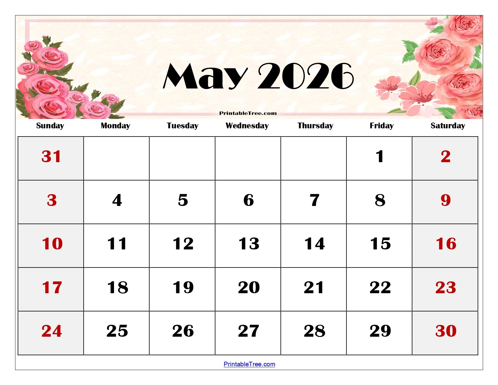 May 2026 Calendar With Holidays Printable