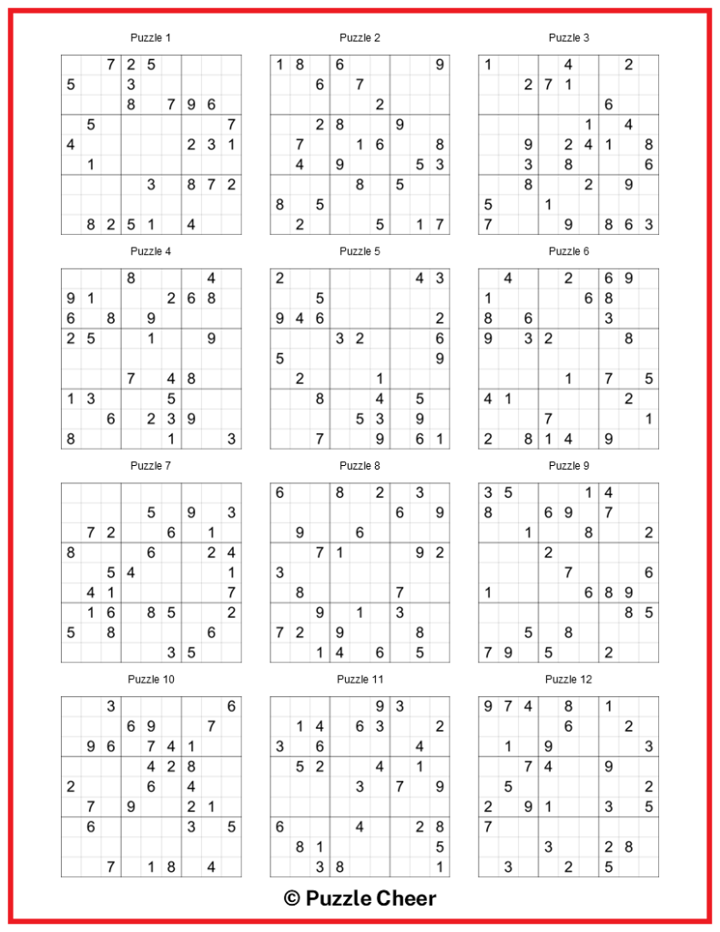 Sudoku Puzzles Medium Printable
