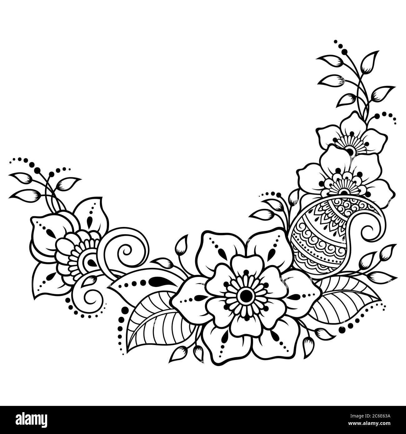 Mehndi Flower Pattern For Henna Drawing And Tattoo Decoration In Ethnic Oriental Indian Style Stock Vector Image Art Alamy