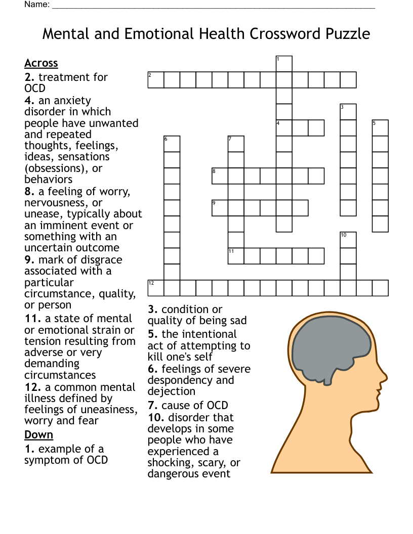 Mental Health Crossword Puzzles Printable