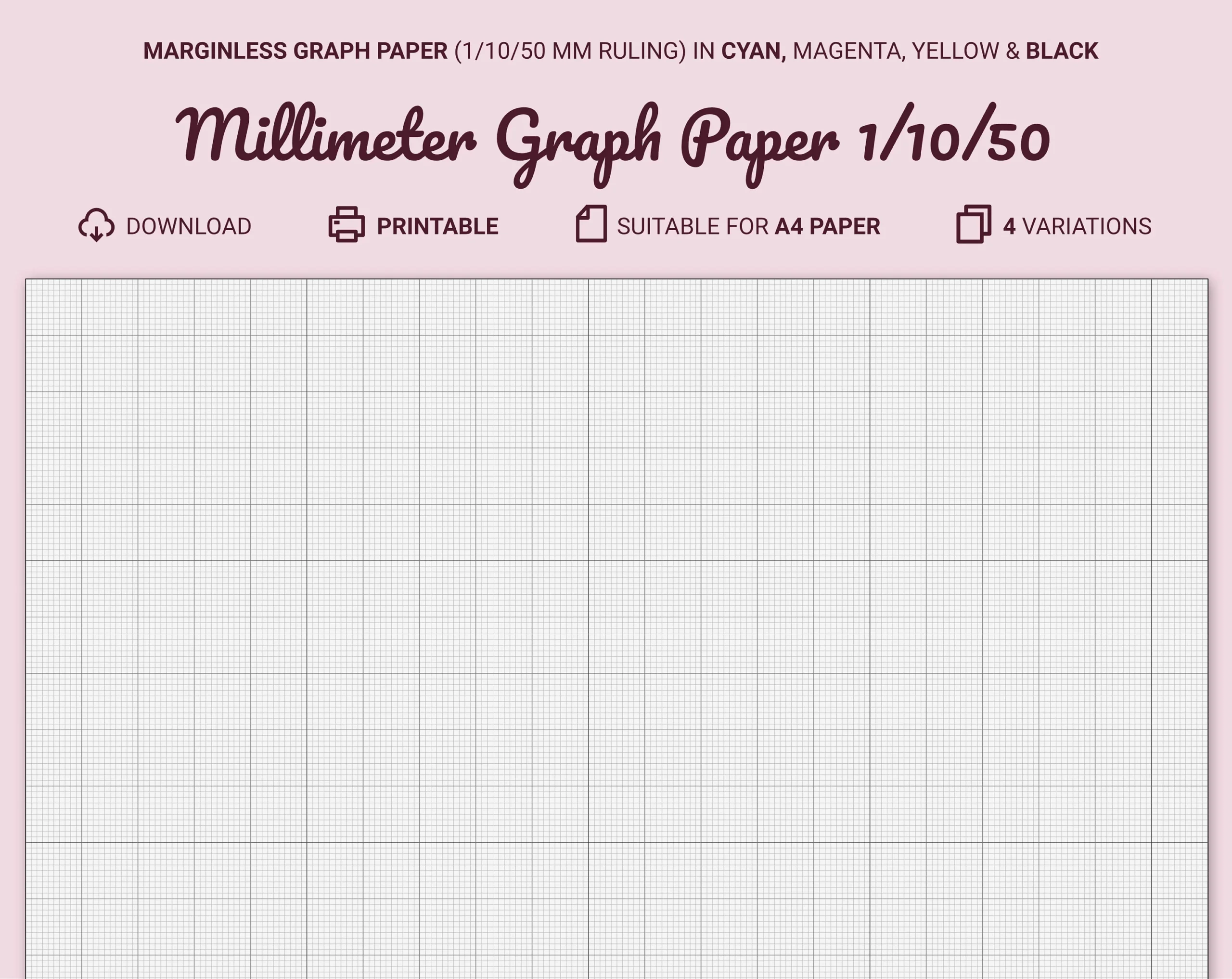 Millimeter Graph Paper Printable Marginless A4 Guides At 1 10 50 