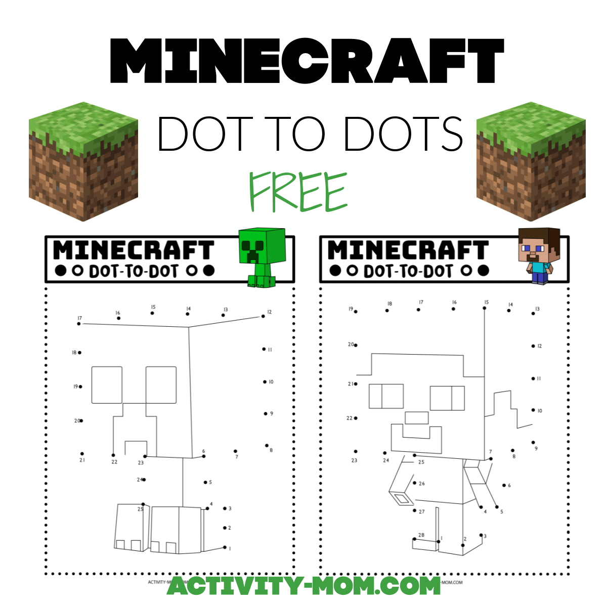 Minecraft Dot To Dots free Printable The Activity Mom 