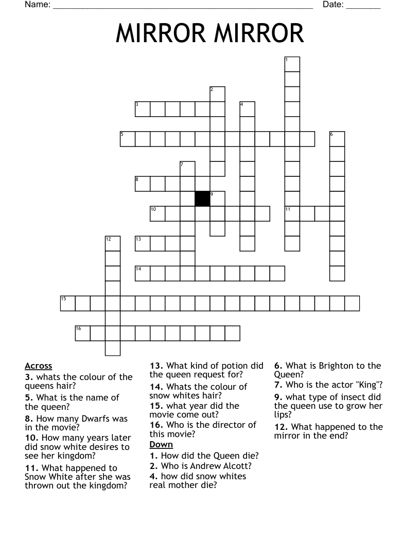 Printable Crossword Puzzles Mirror