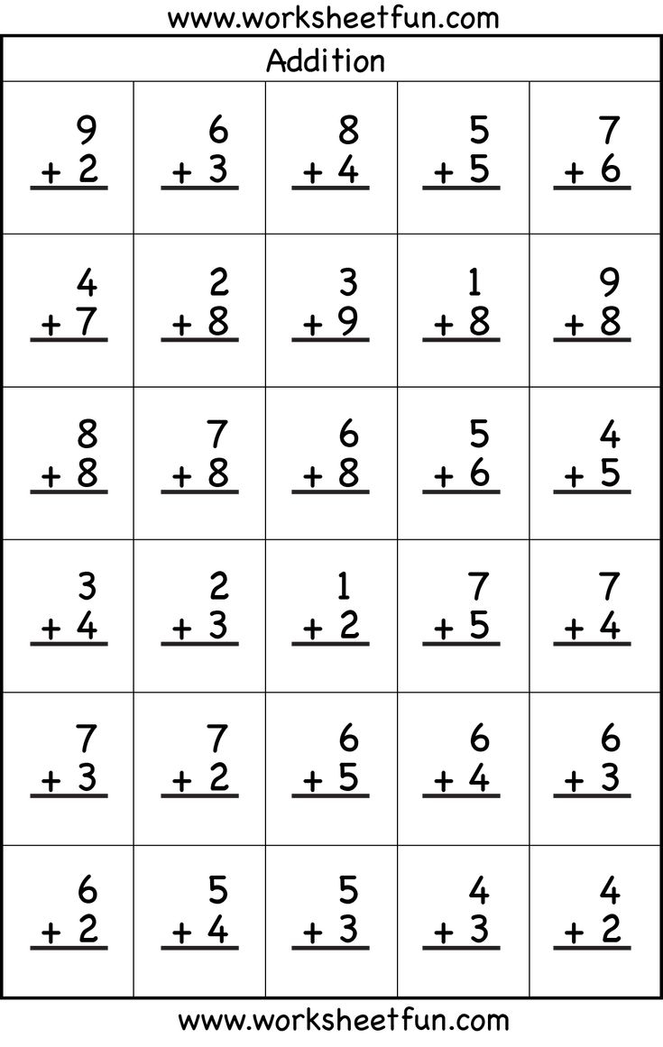 Addition Facts Worksheets Free Printable
