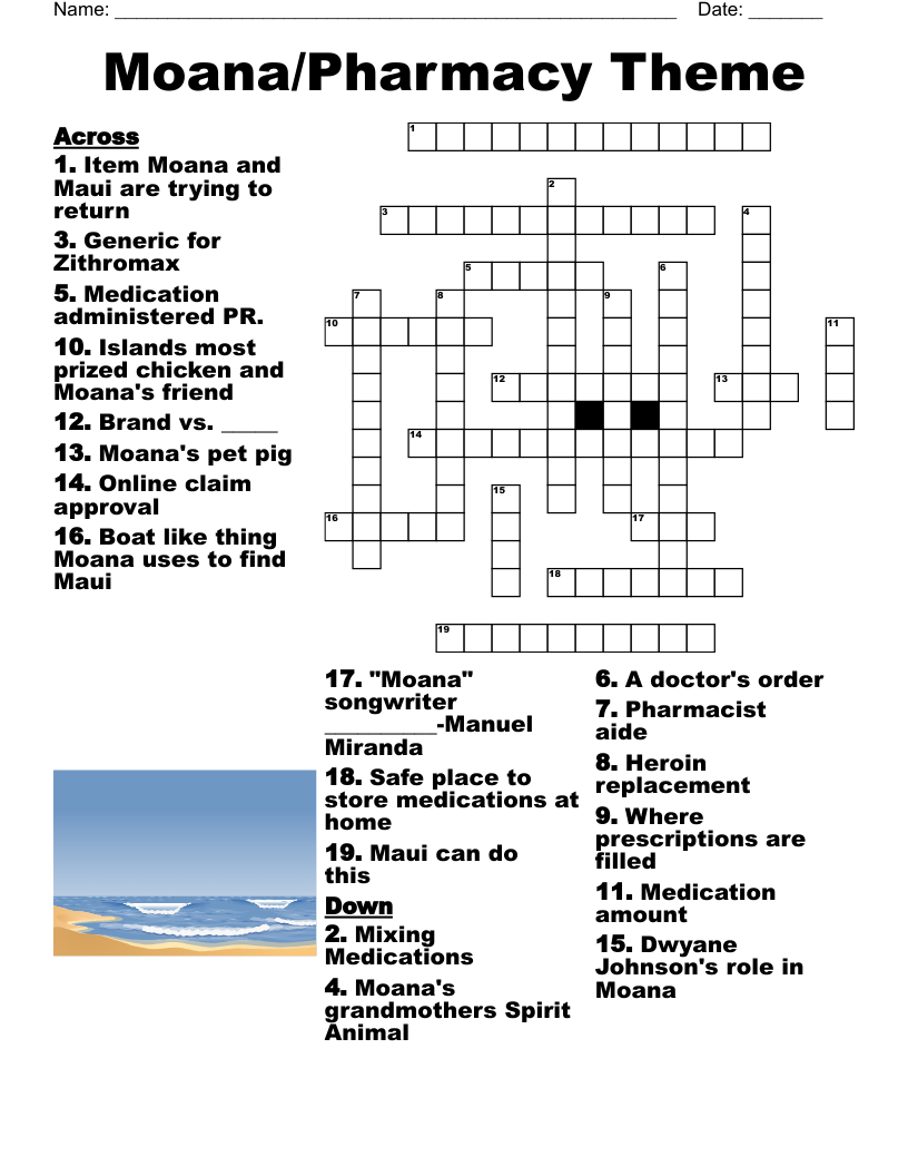 Moana Crossword Puzzles Printable