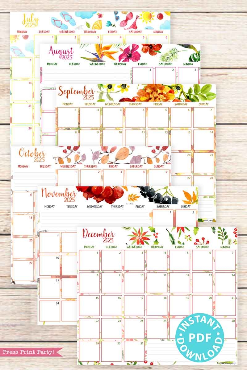 2025 Printable Calendar By Month