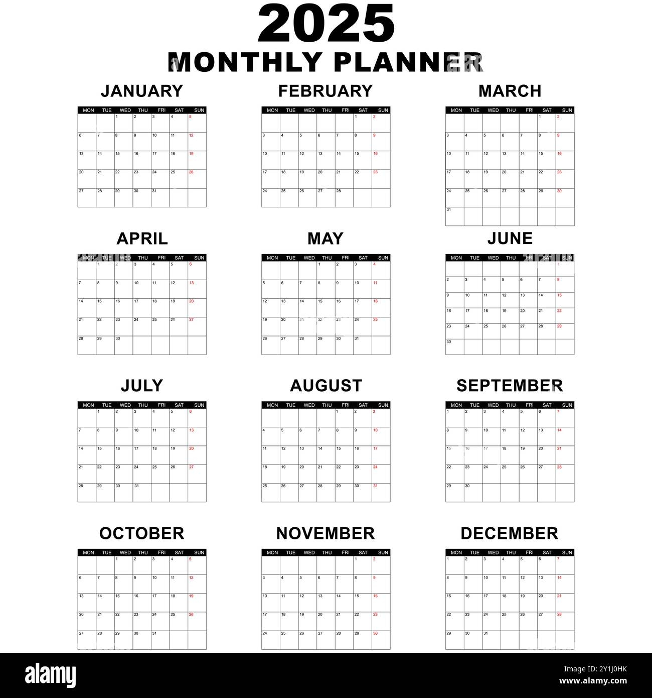 Blank 12 Month Calendar Printable 2025