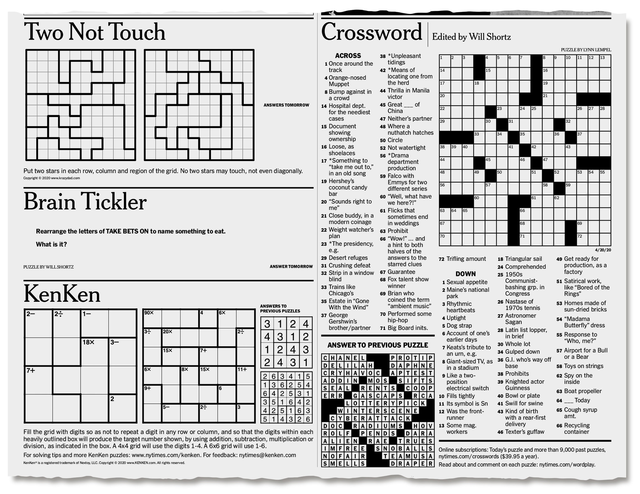 Printable Nyt Crossword Puzzles