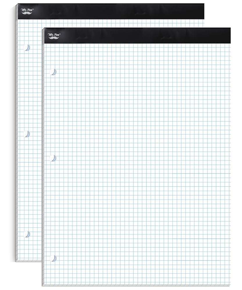 Mr Pen Graph Paper 2 Pack Of 55 Sheets 21 6 Cmx27 9 Cm 5x5 5 Squares Per Inch 3 fach Gelocht Graphing Paper Grid Paper Pad Math Graph Paper 
