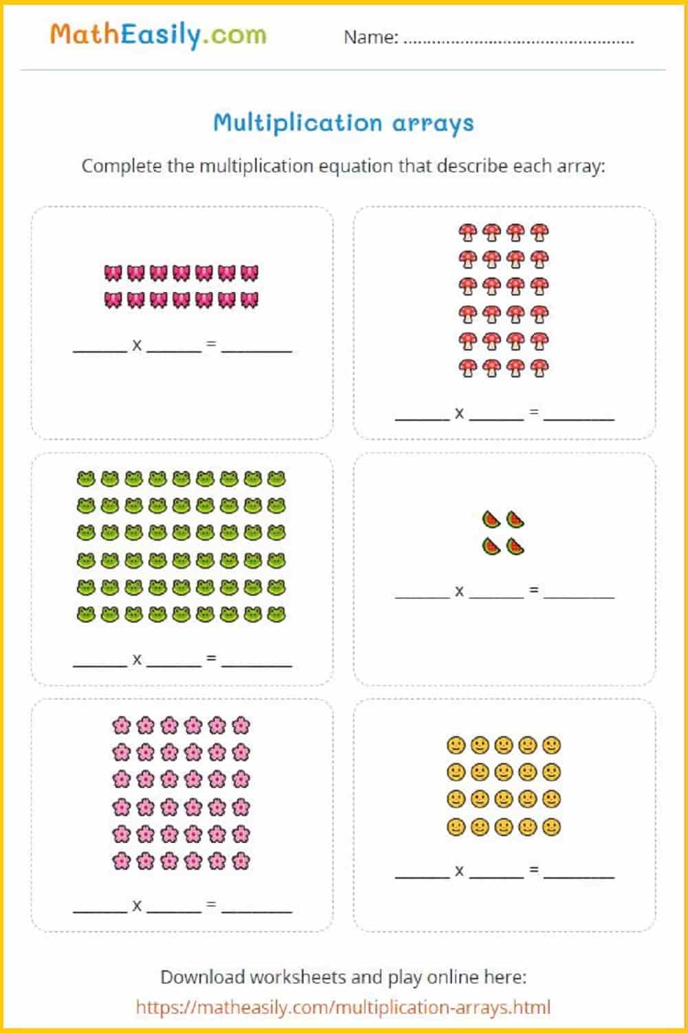 Free Printable Array Worksheets