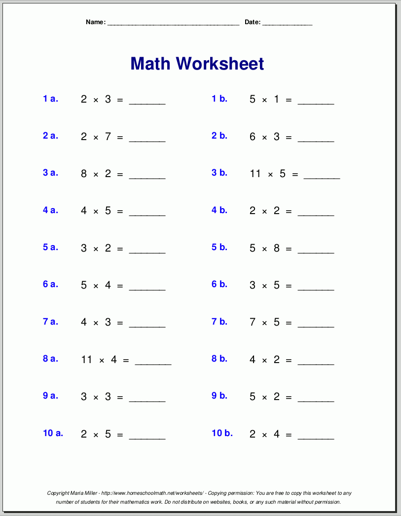 Printable Math Worksheets Free