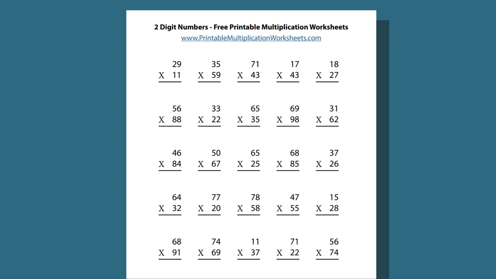 Double Digit Multiplication Printable Worksheets