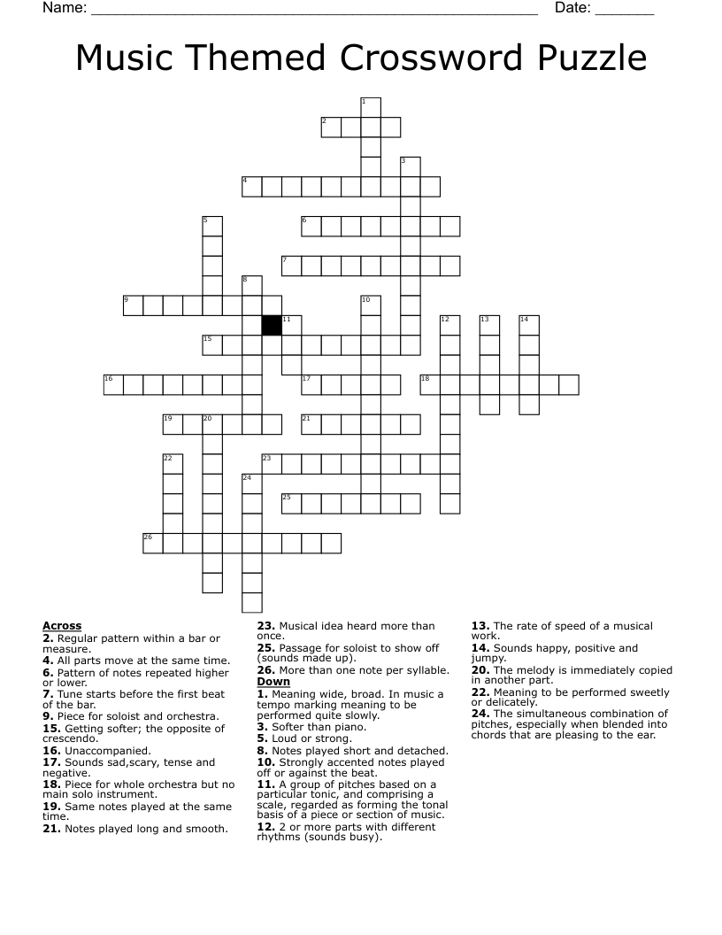 Printable Crossword Puzzles Themed