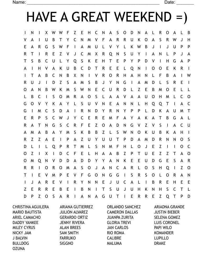 Crossword Puzzles Printable Ozuna Songs