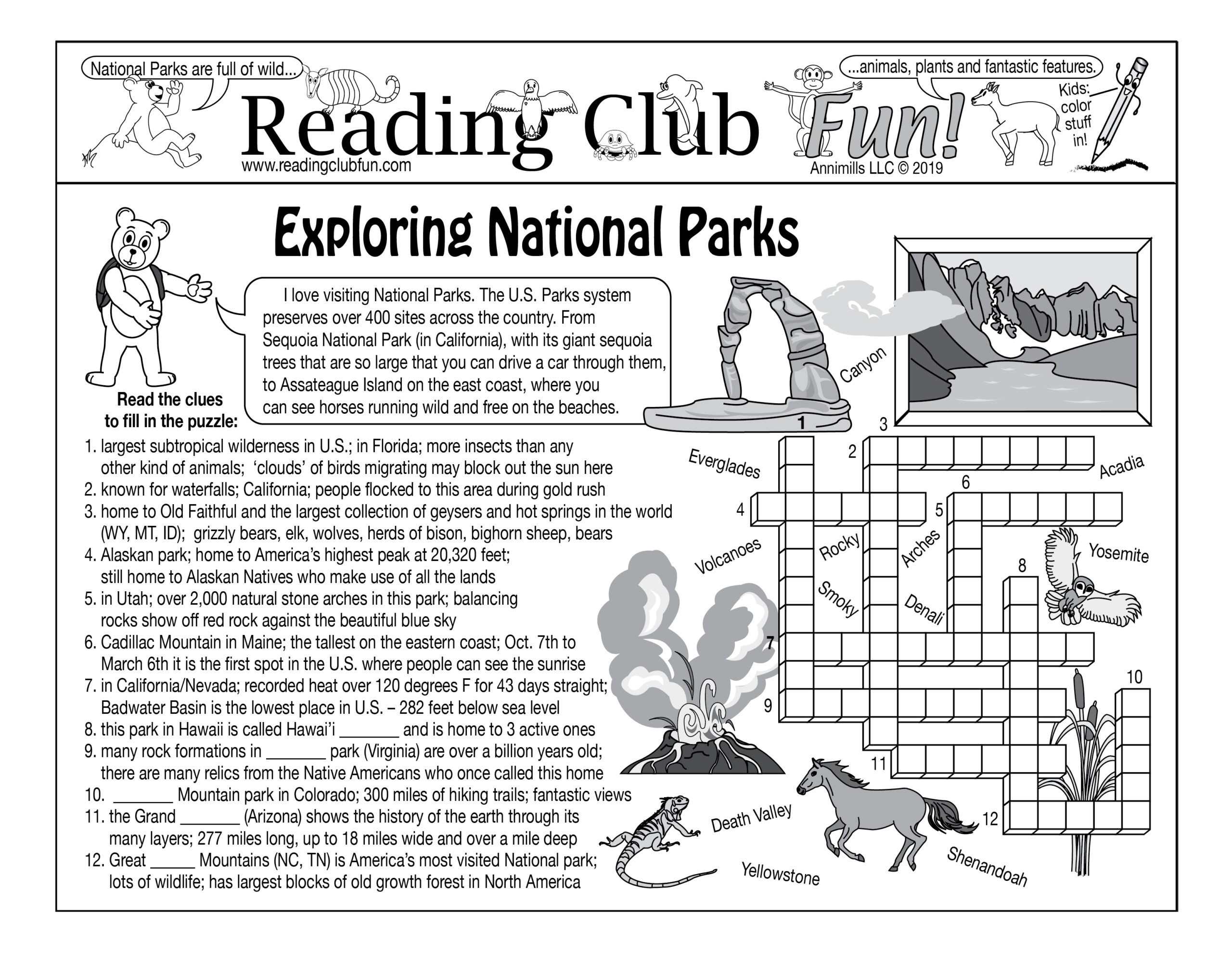 Everglades Crossword Puzzles Kids Printable