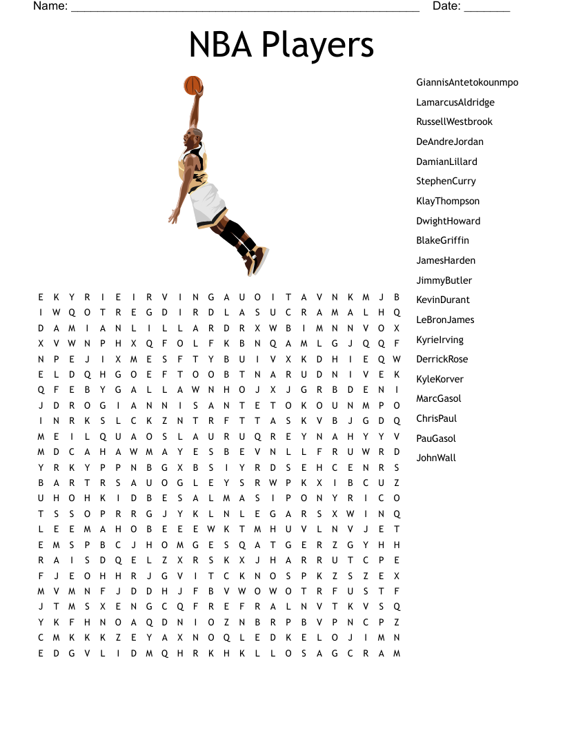 Crossword Puzzles Printable Nba Players