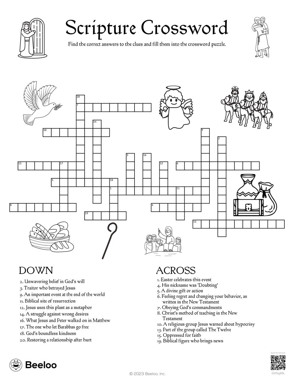 New Testament themed Crossword Puzzles Beeloo Printable Crafts 