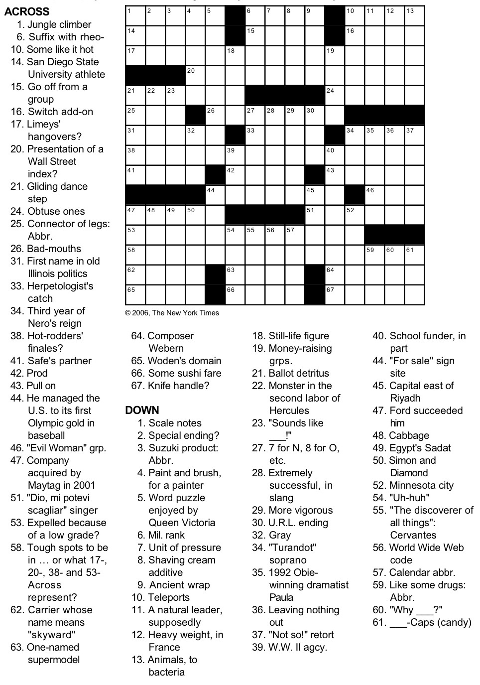 Printable Free Crossword Puzzles