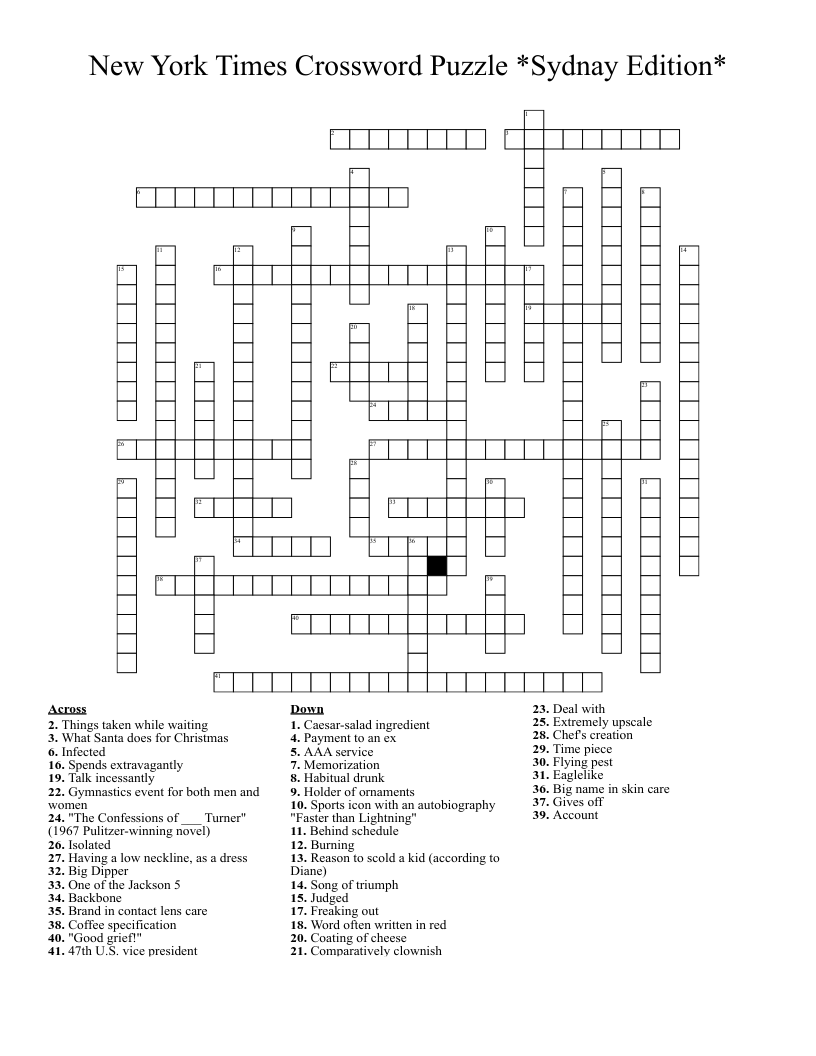 Printable Nytimes Crossword Puzzles For Teenagers