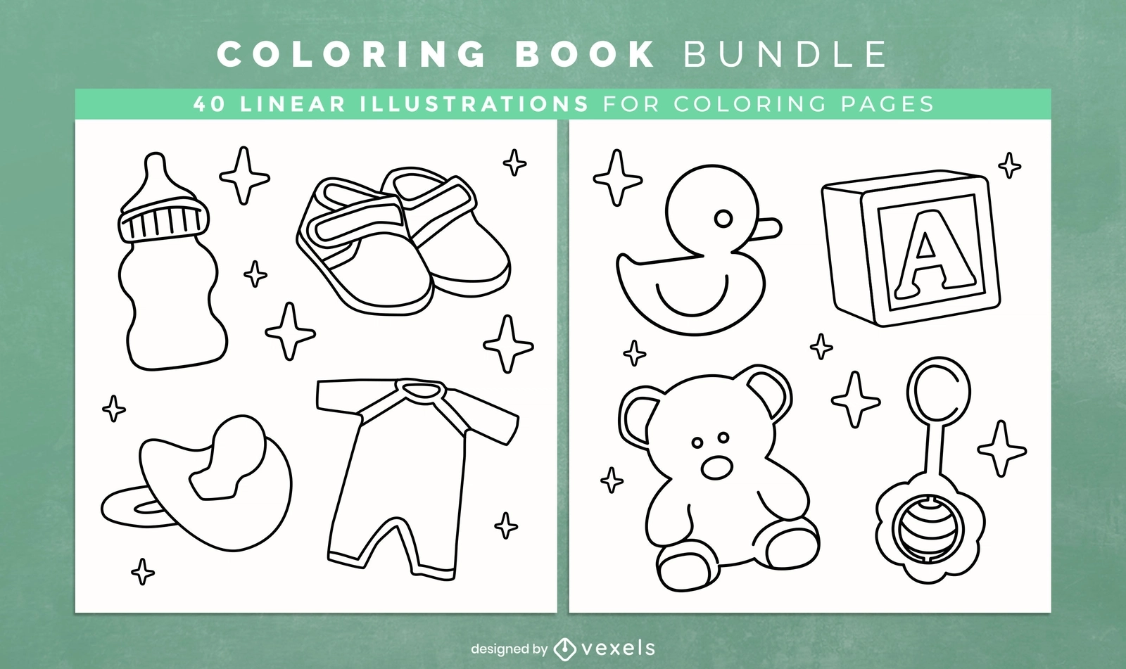 Newborn Baby Elements Coloring Book Pages Design Vector Download