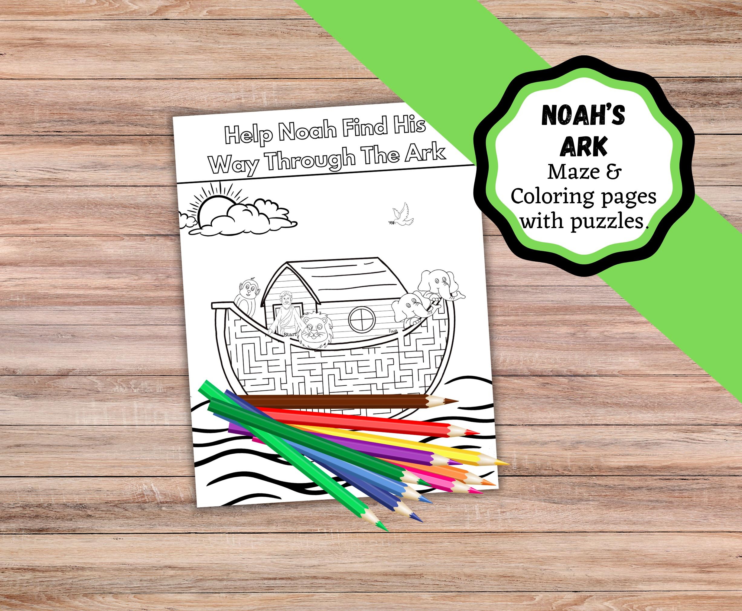 Noah s Ark Printable Set Of Puzzle And Maze That Are Colorable 