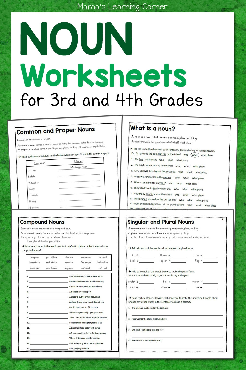 Free Printable Noun Worksheets