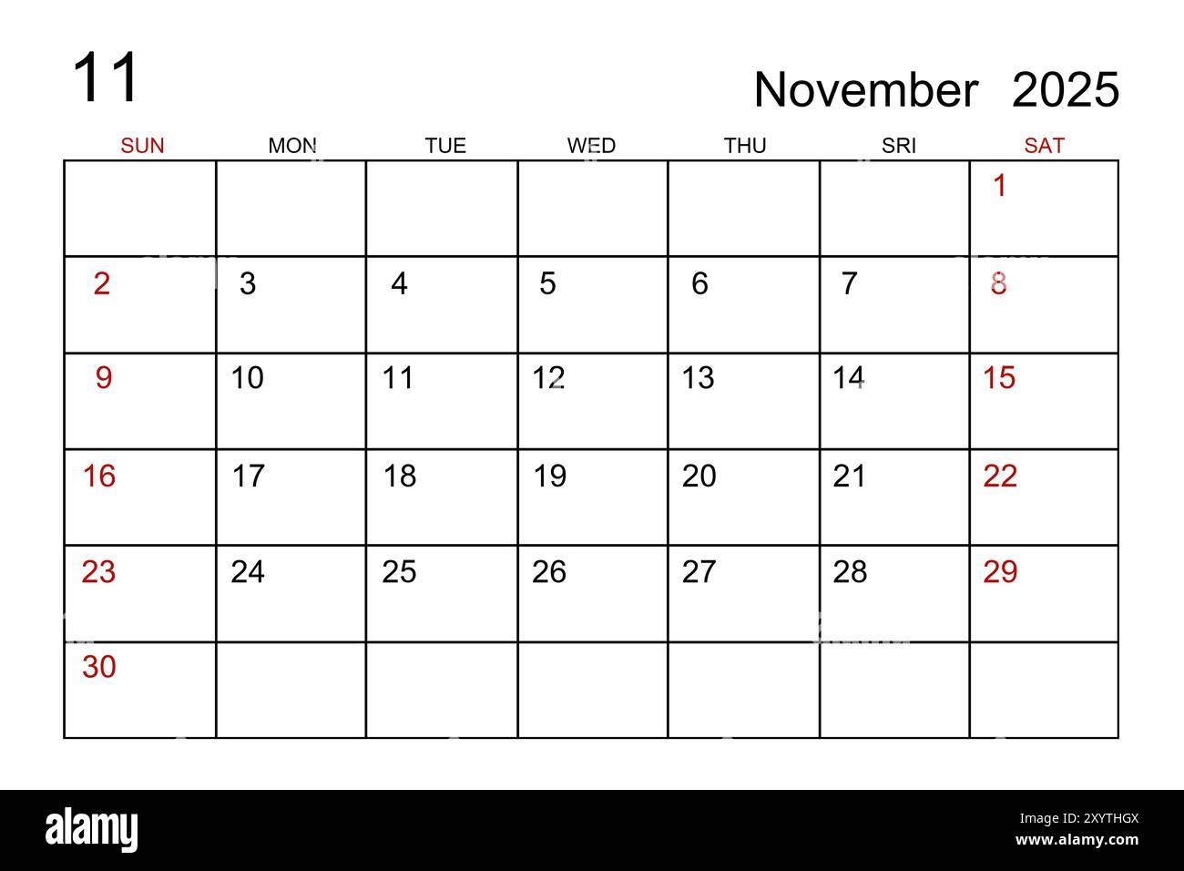 Blank Nov 2025 Calendar