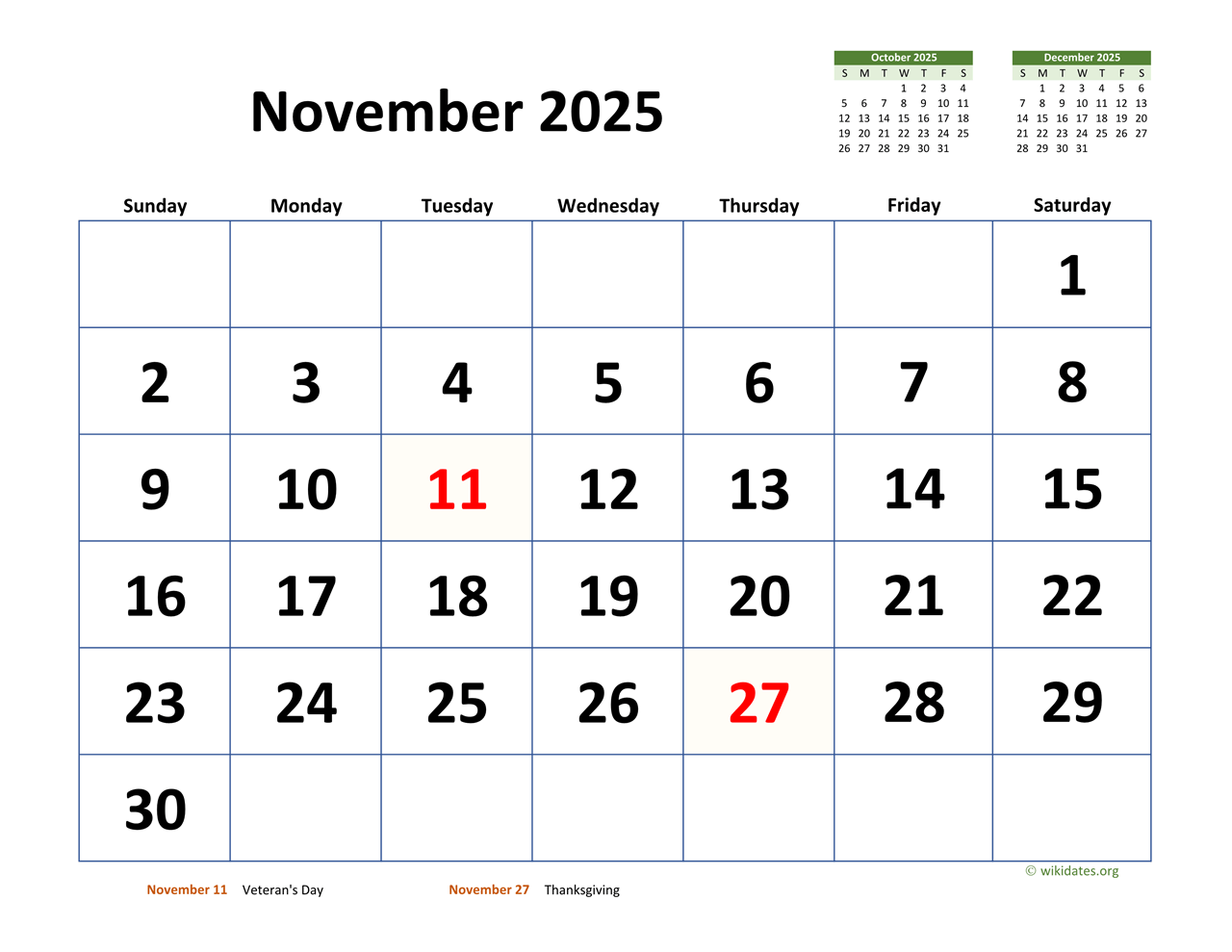 November 2025 Calendar Image