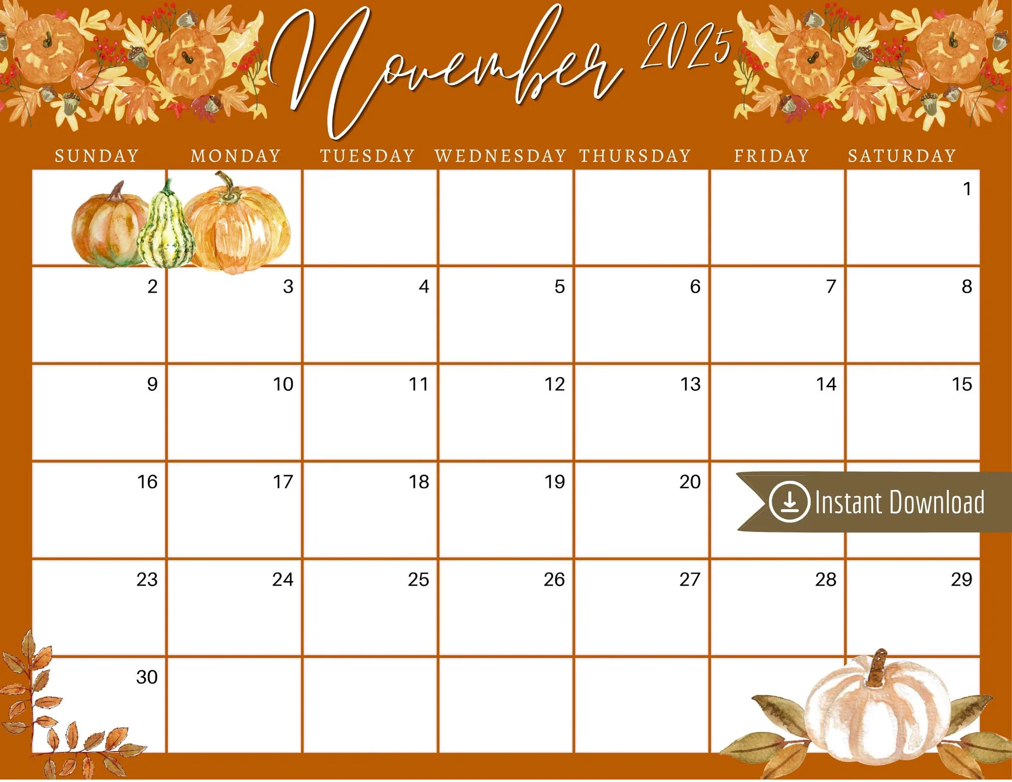 Free Printable Calendar November 2025