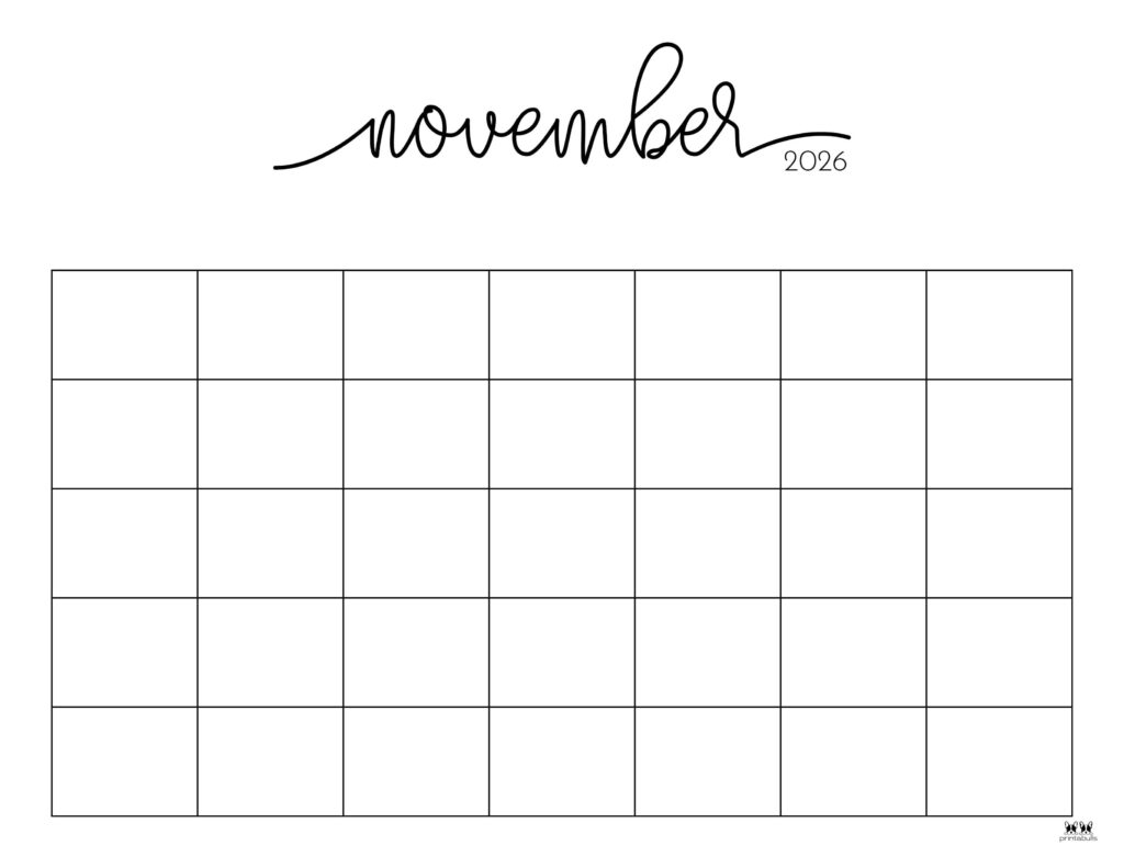 Blank Calendar Template November 2026
