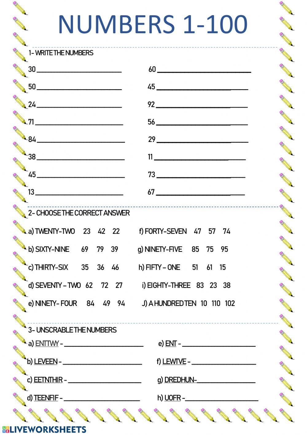 Numbers 1 100 Free Interactive Worksheets 106961