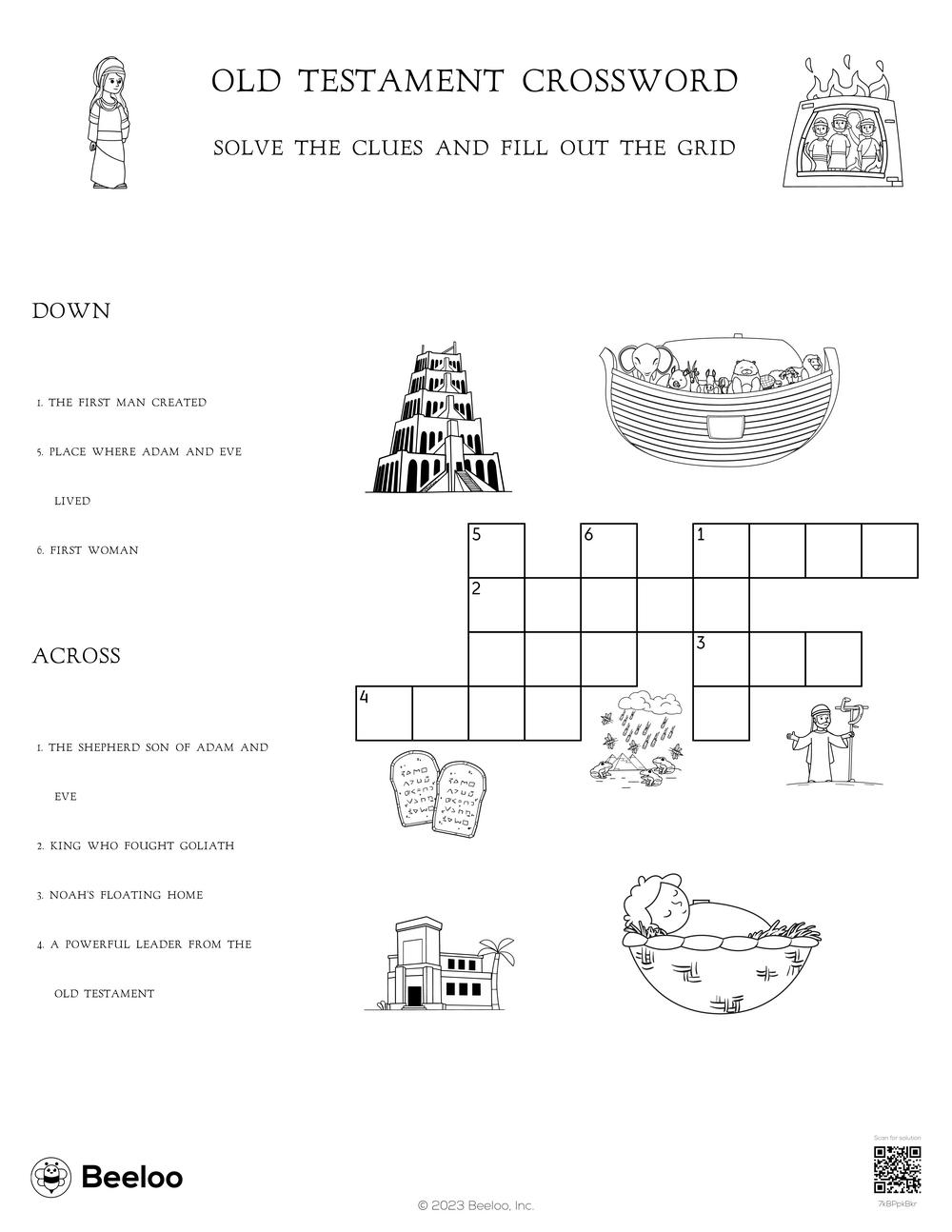 Old Testament Crossword Beeloo Printable Crafts And Activities 